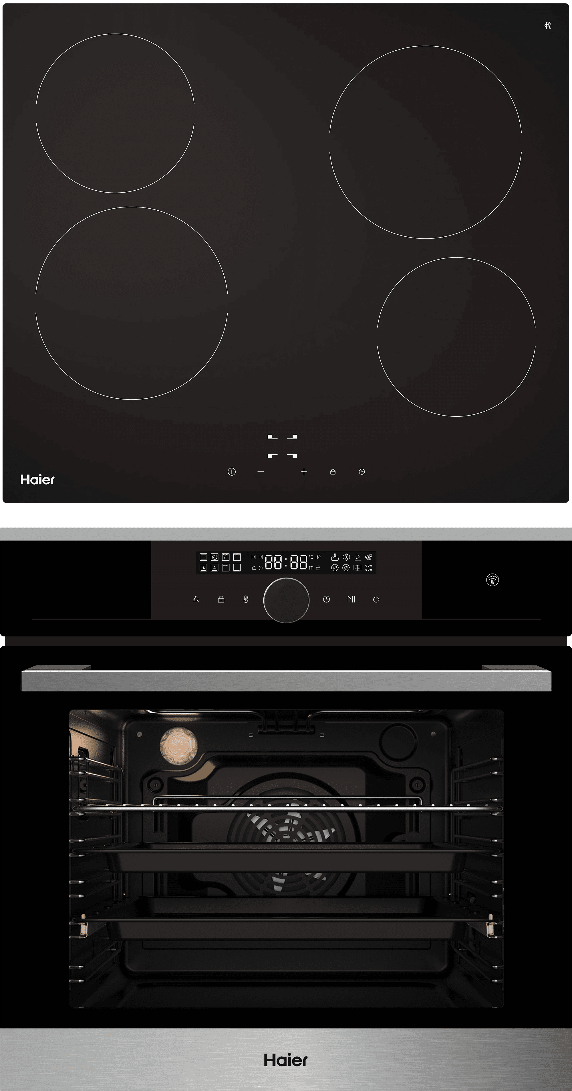 Комплект Haier духовой шкаф HOX-FP5RABX + стеклокерамическая варочная панель HHY-C64NVTB фото #1