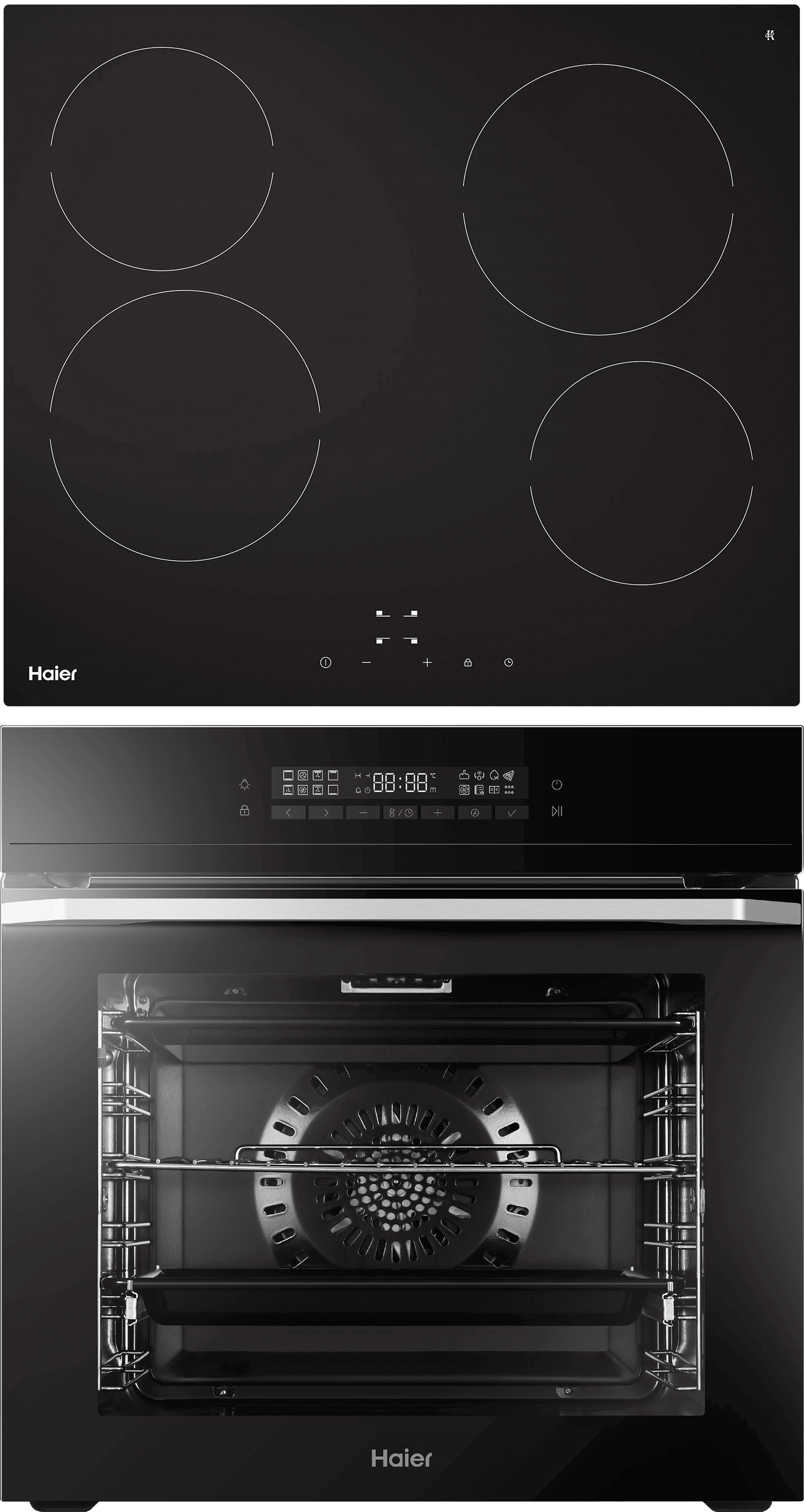 Комплект Haier духовой шкаф HOQ-F5AAGB + стеклокерамическая варочная панель HHY-C64NVTB фото #1