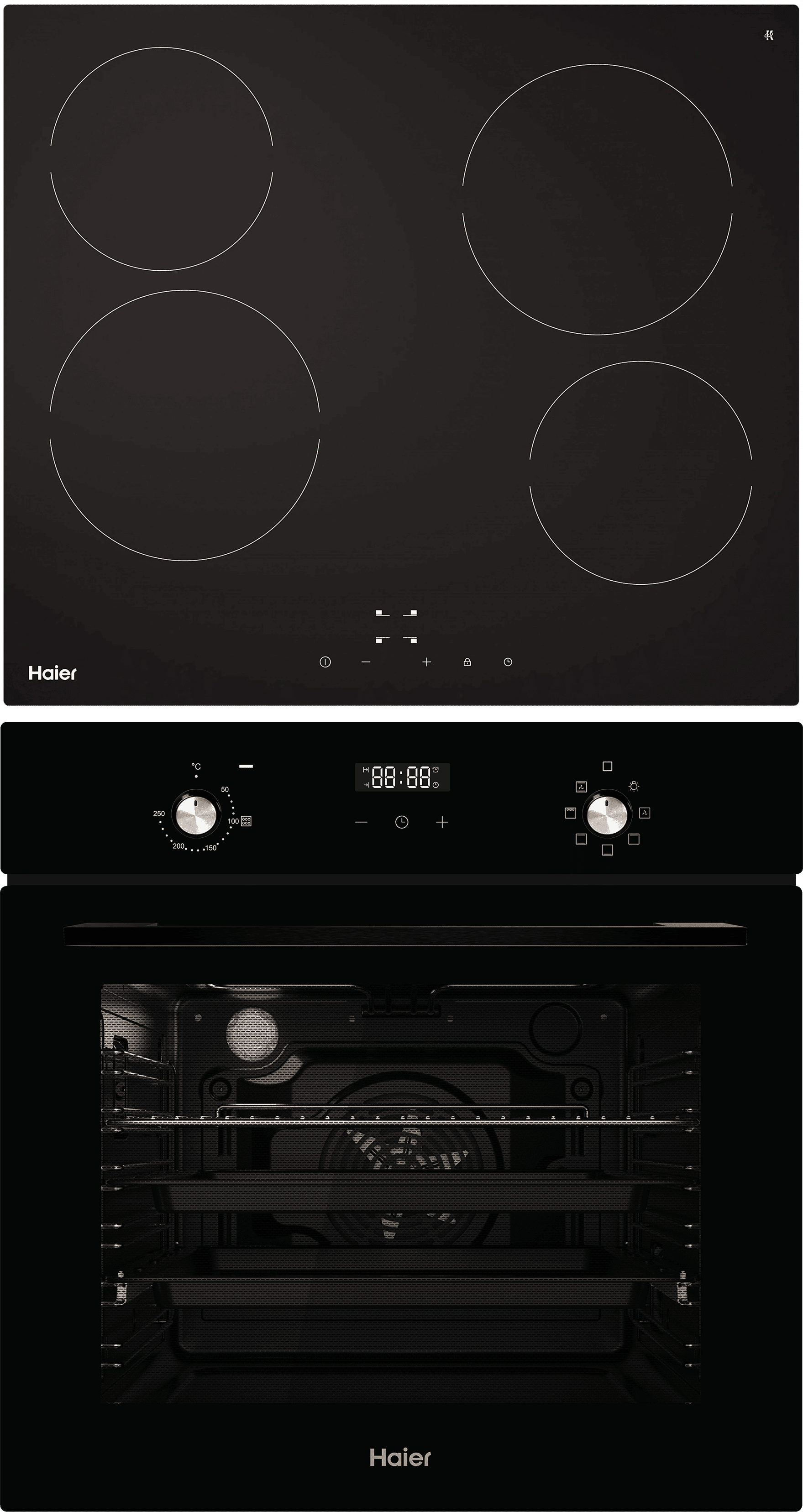 Комплект Haier духовой шкаф HOX-P06HGB + стеклокерамическая варочная панель HHY-C64NVTB фото #1