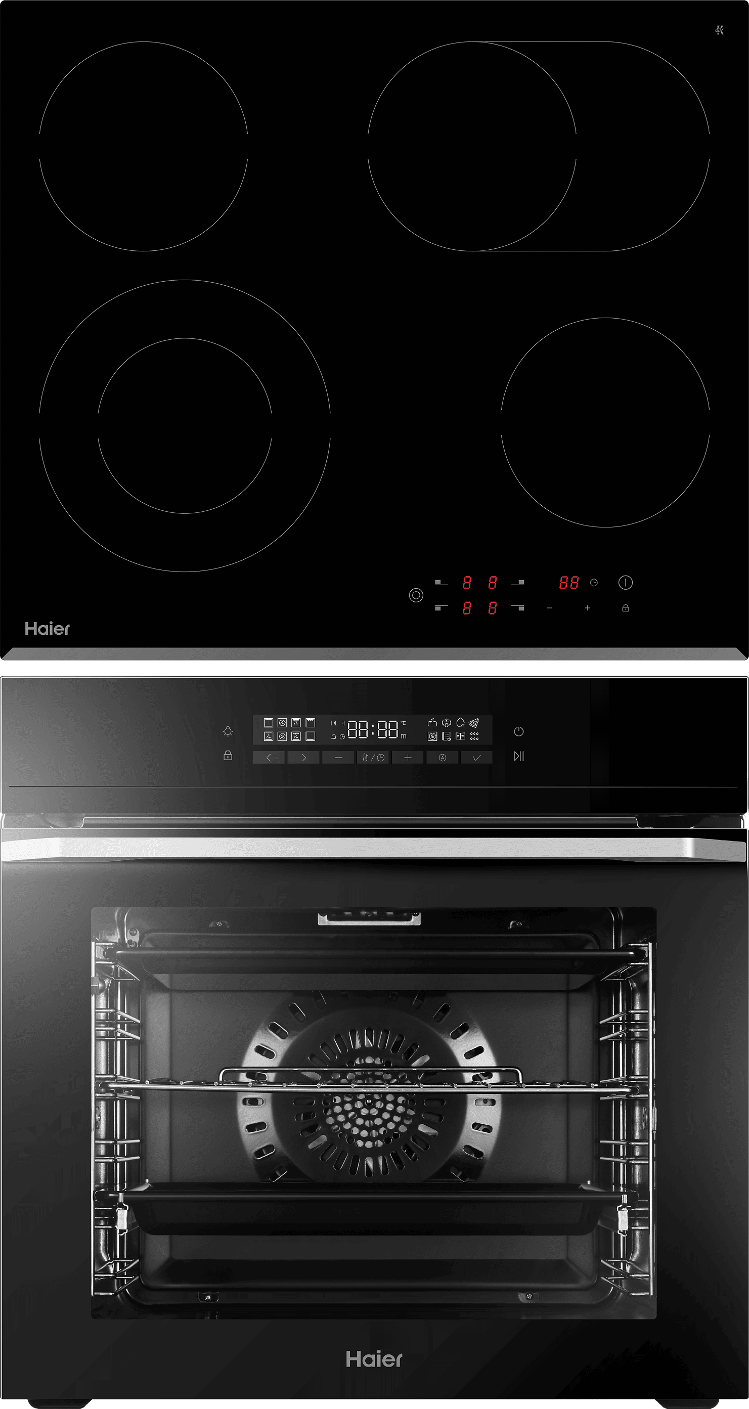 Комплект Haier духовой шкаф HOQ-F5AAGB + стеклокерамическая варочная панель HHY-C64ROVB фото #1