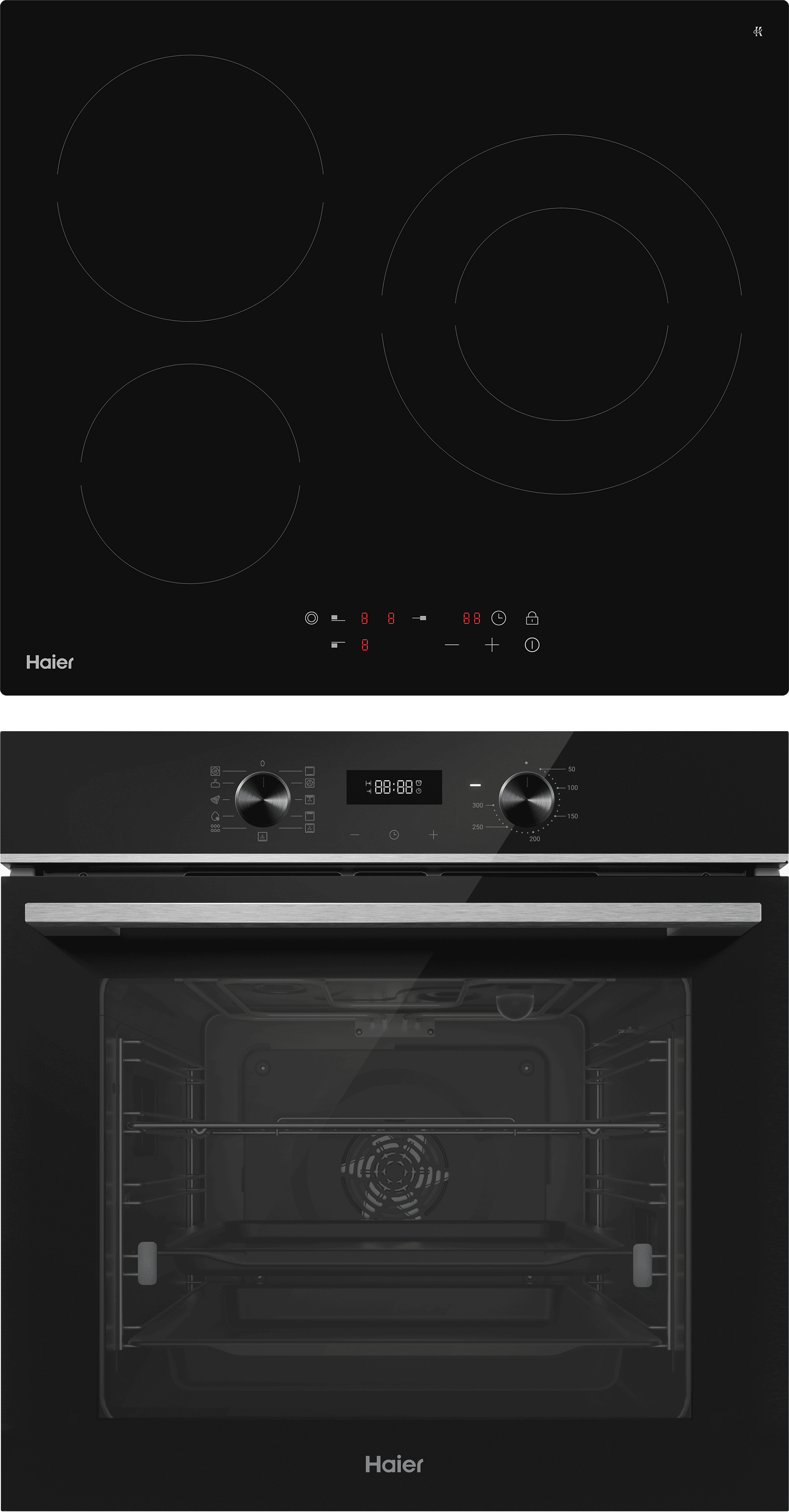 Комплект Haier духовой шкаф HOQ-A2AEN3BX + стеклокерамическая варочная поверхность HHK-C63NDB фото #1