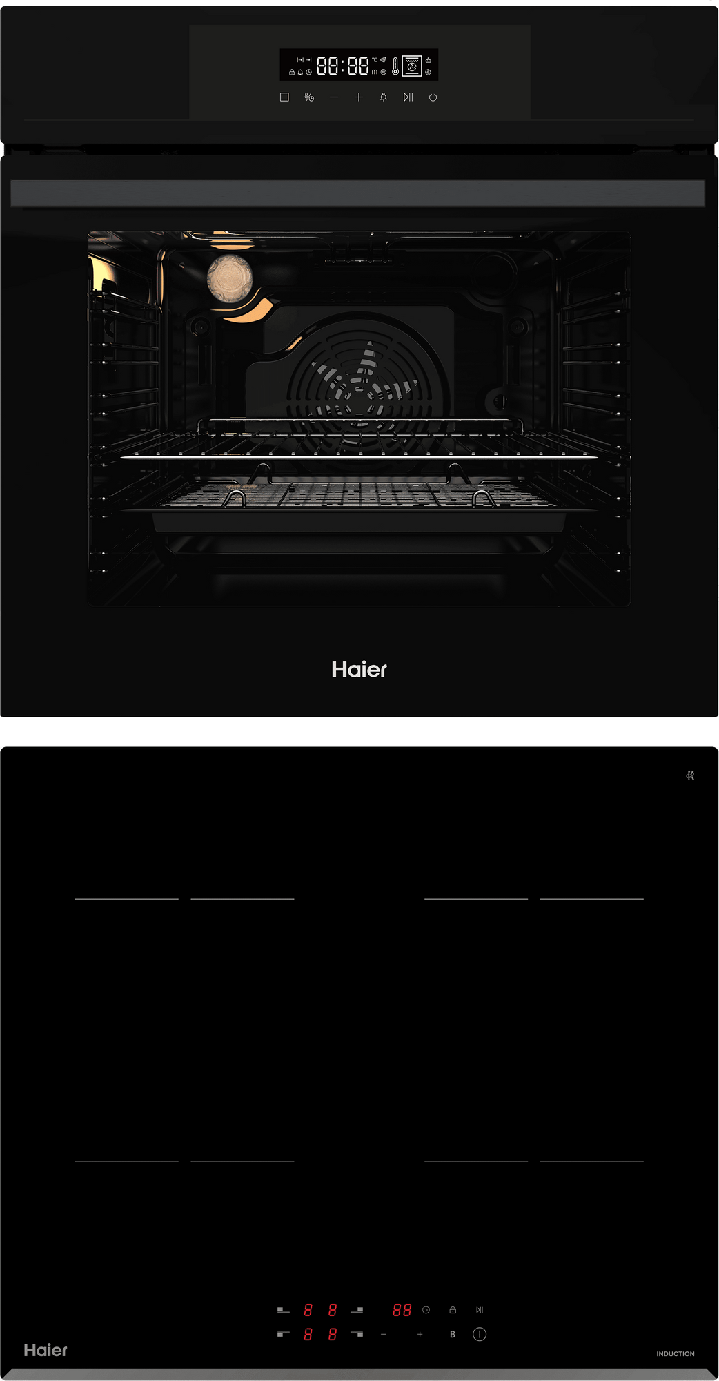 Комплект Haier духовой шкаф HOX-FP3AGB + индукционная варочная панель HHY-Y64PVB фото #1