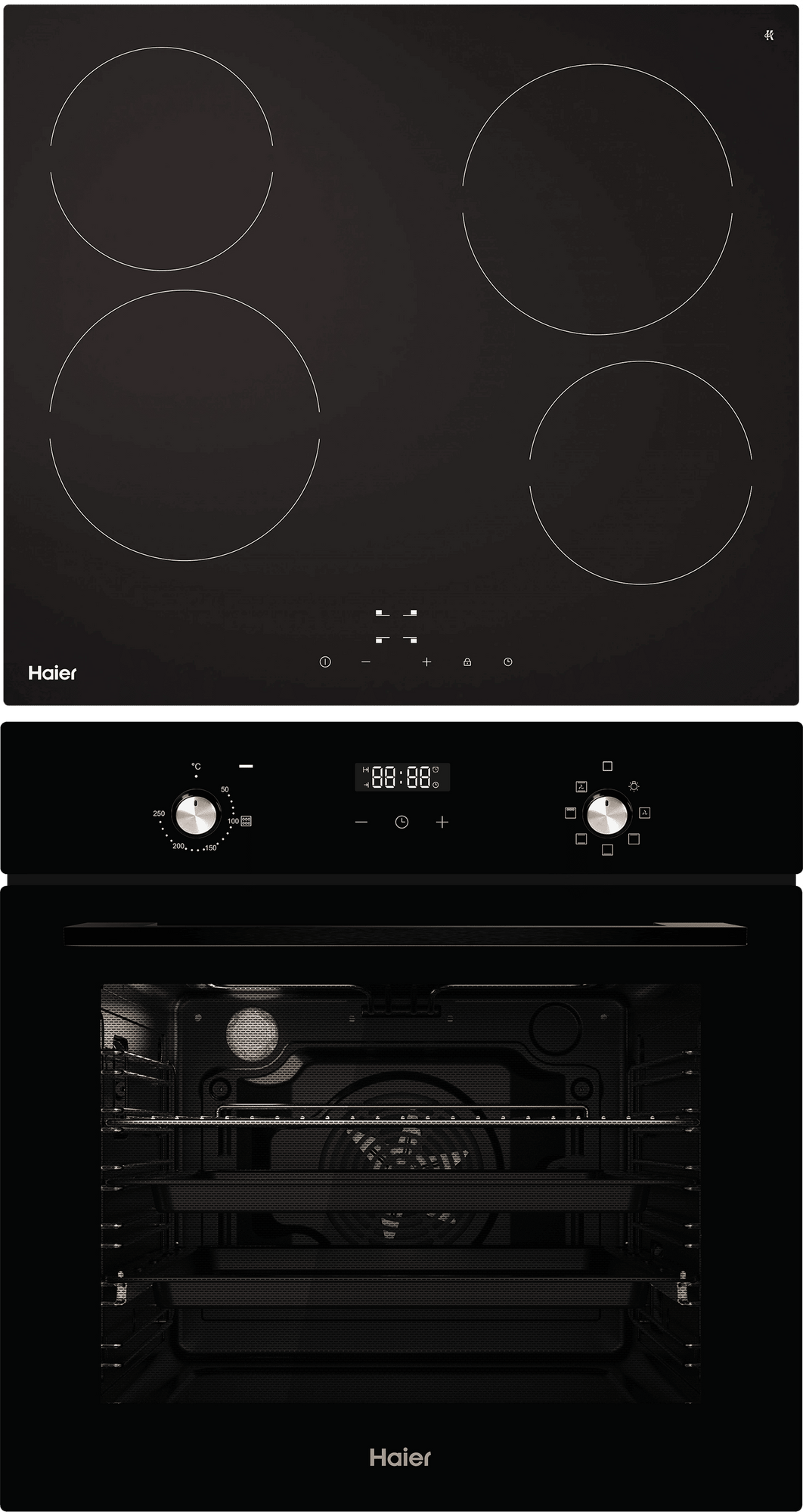 Комплект Haier духовой шкаф HOX-P06HGB + стеклокерамическая варочная панель HHY-C64NVTB фото #1