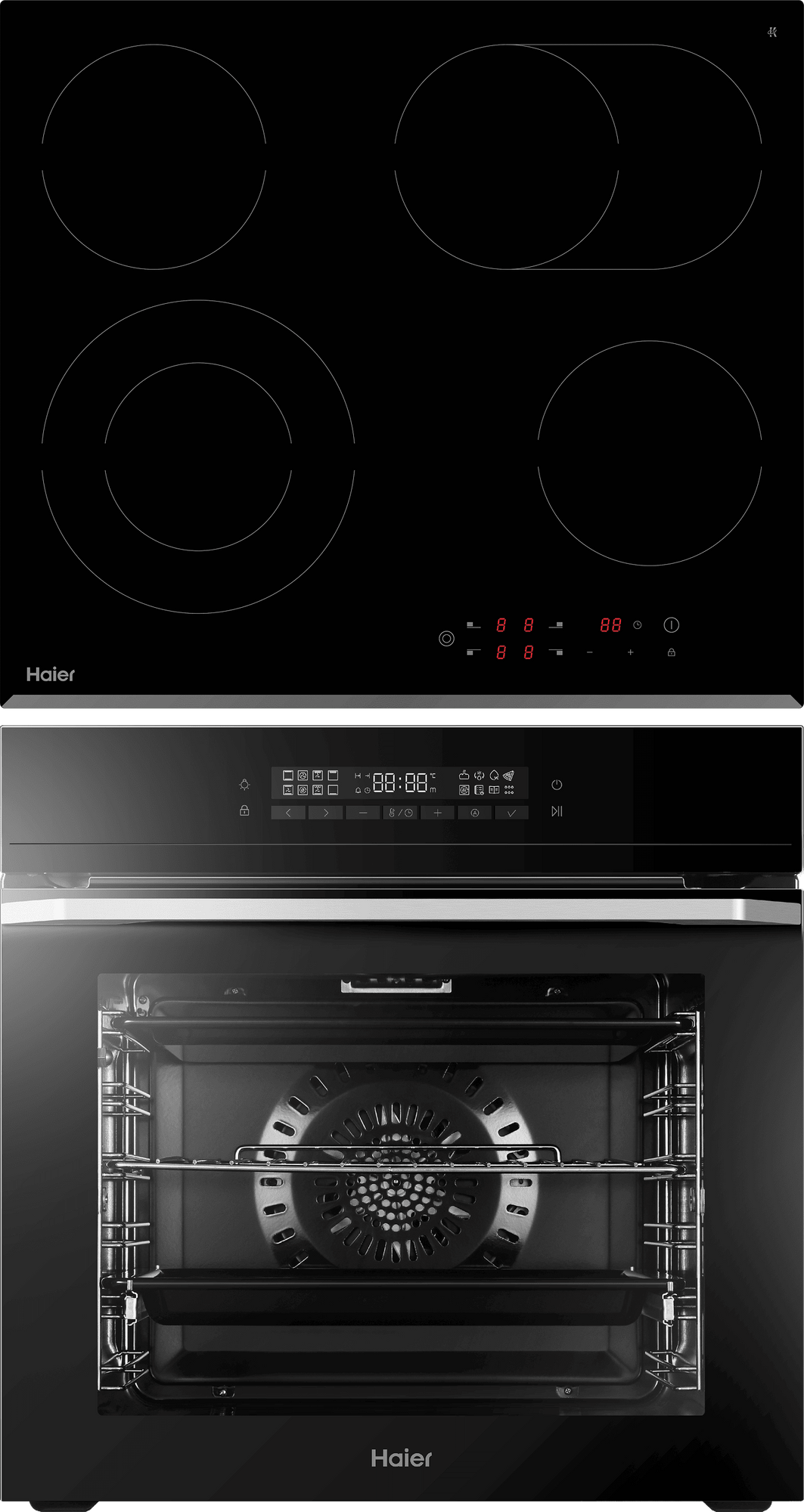 Комплект Haier духовой шкаф HOQ-F5AAGB + стеклокерамическая варочная панель HHY-C64ROVB фото #1