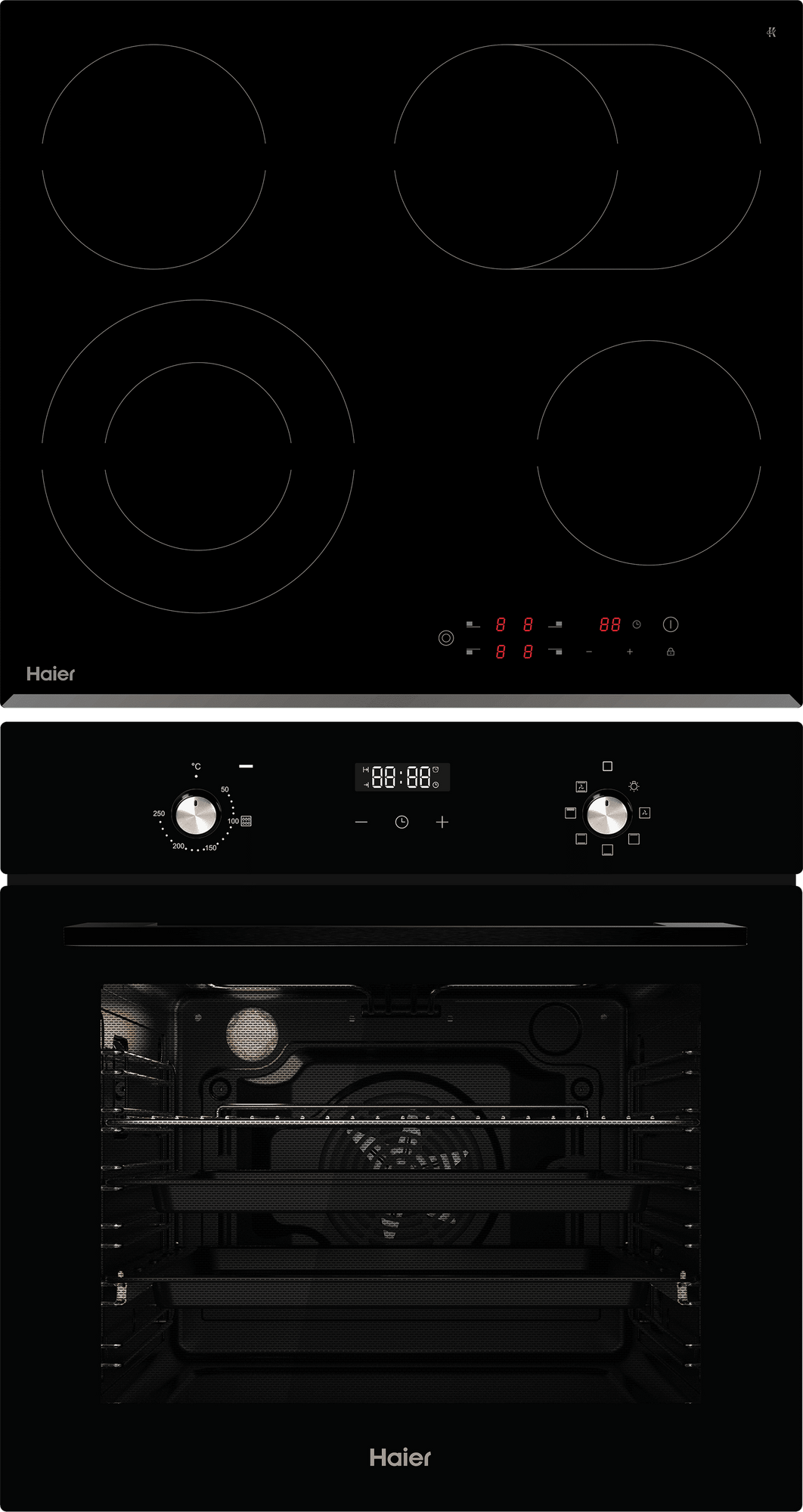 Комплект Haier духовой шкаф HOX-P06HGB + стеклокерамическая варочная панель HHY-C64ROVB фото #1